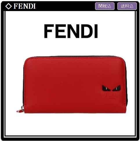 【FENDI財布スーパーコピー】BAG BUGS☆ラウンドファスナー長財布 RED 9100702